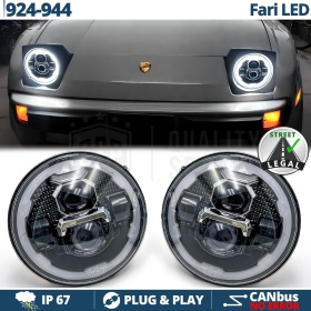 FAROS LED para PORSCHE 924-944, Luz Blanca 6500K Angel Eyes | APROBADO