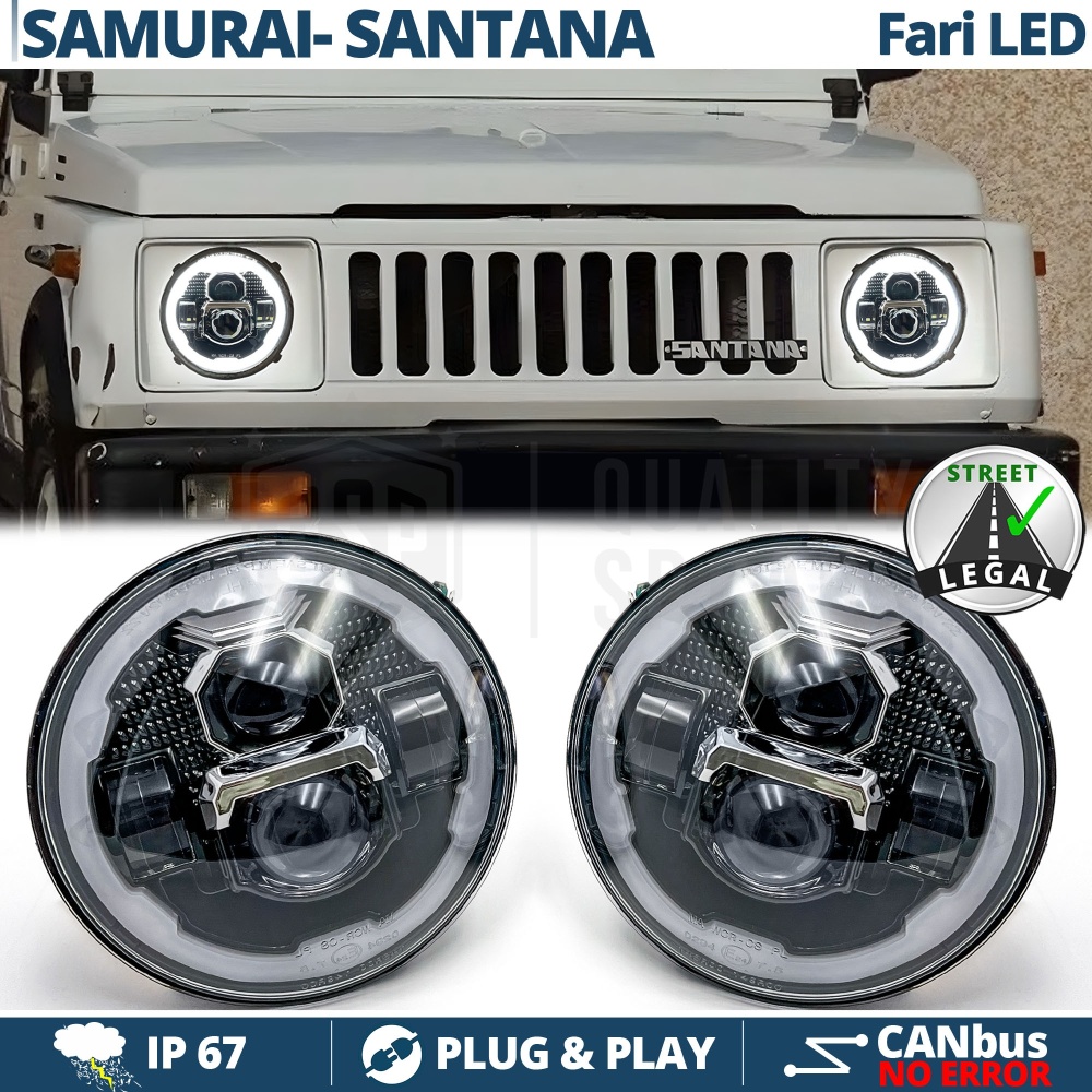 FAROS LED para SUZUKI SAMURAI SJ SANTANA, Luz Blanca 6500K Angel Eyes | APROBADO