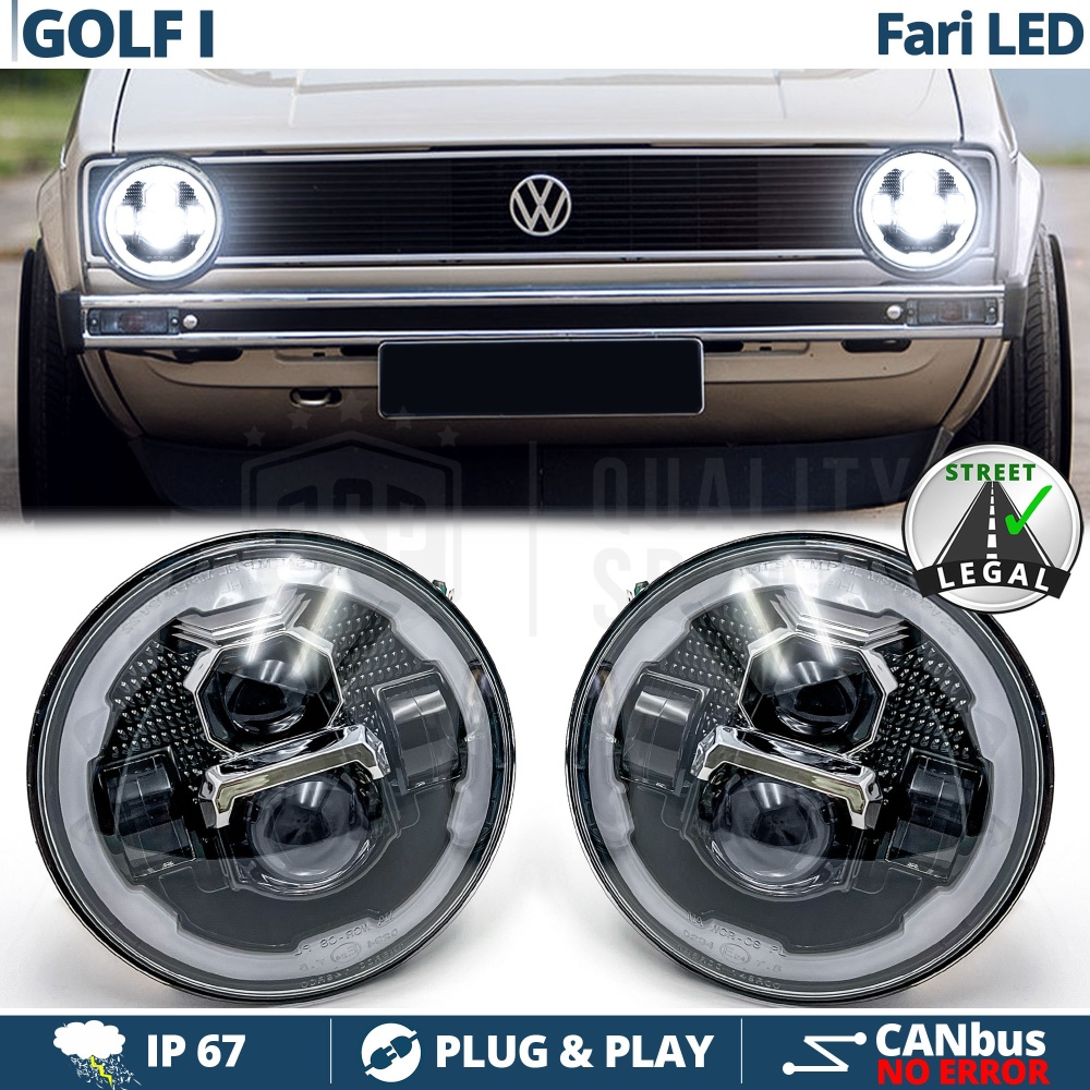 FAROS LED para VOLKSWAGEN GOLF MK1, Luz Blanca 6500K Angel Eyes | APROBADO