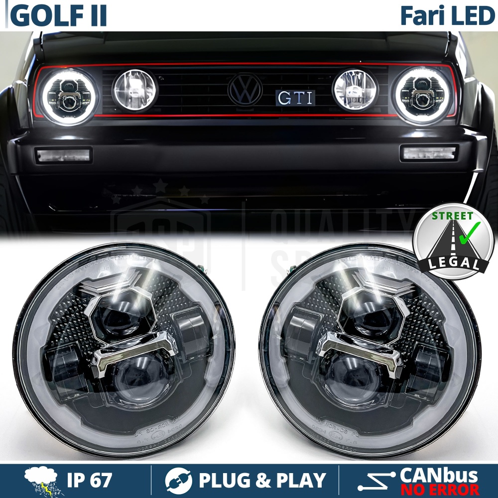 FAROS LED para VOLKSWAGEN GOLF MK2, Luz Blanca 6500K Angel Eyes | APROBADO