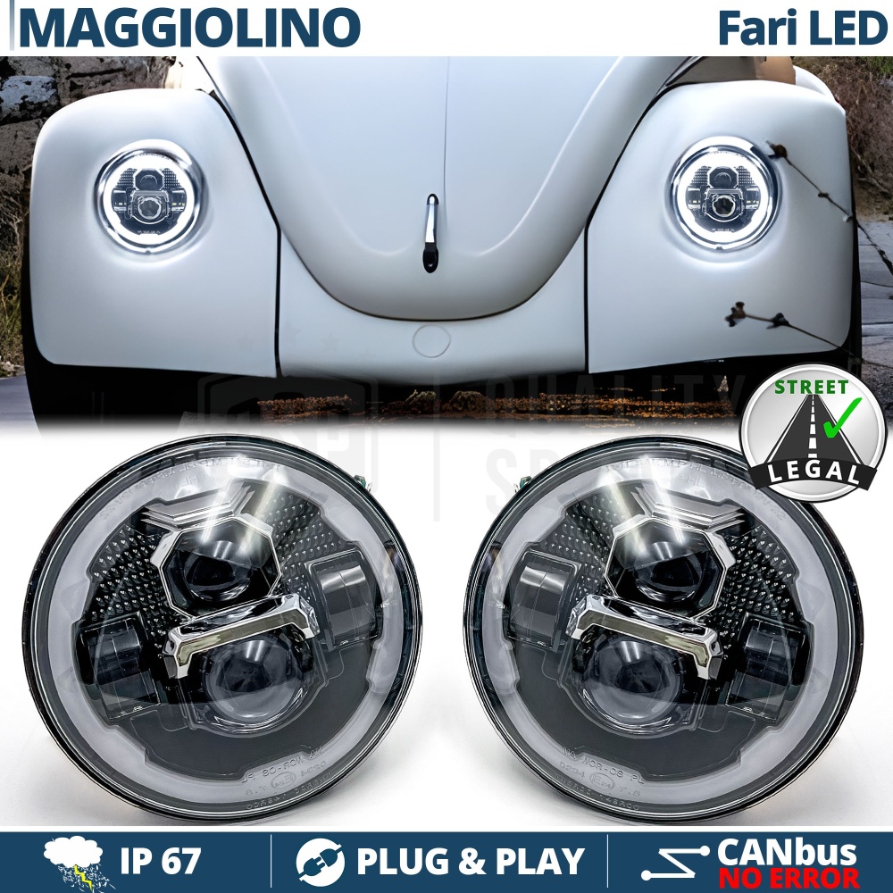 FAROS LED para VW ESCARABAJ, Luz Blanca 6500K Angel Eyes | APROBADO