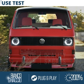 FAROS LED para VW TRANSPORTER T3 T25 (79-85), Luz Blanca 6500K Angel Eyes | APROBADO