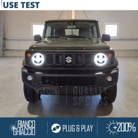 FAROS LED + Soportes para SUZUKI JIMNY 4, Luz Blanca 6500K Angel Eyes | APROBADO