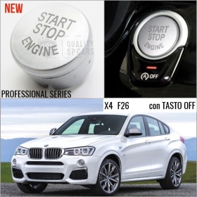 LLAVE BOTÓN DE ENCENDIDO DEL MOTOR GRIS "START STOP ENGINE" EN ABS PARA BMW SERIE X4 ( F26 ) con Bóton OFF, ANTICHUADO NO HUELLAS