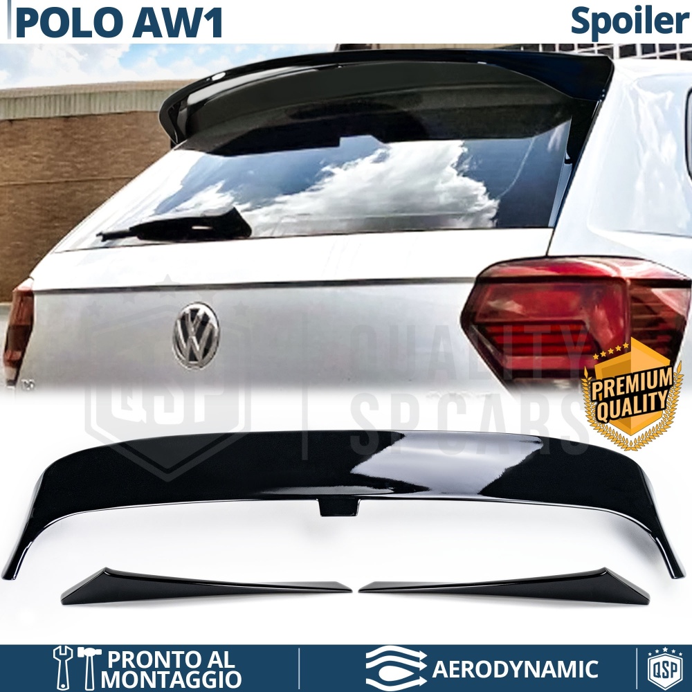 ALERÓN Trasero para VW POLO 6 AW1, Spoiler Maletero Aerodinámico NEGRO Brillante en ABS Tuning ALERÓN Trasero para VW POLO 6 AW1, Spoiler Maletero Aerodinámico NEGRO Brillante en ABS Tuning