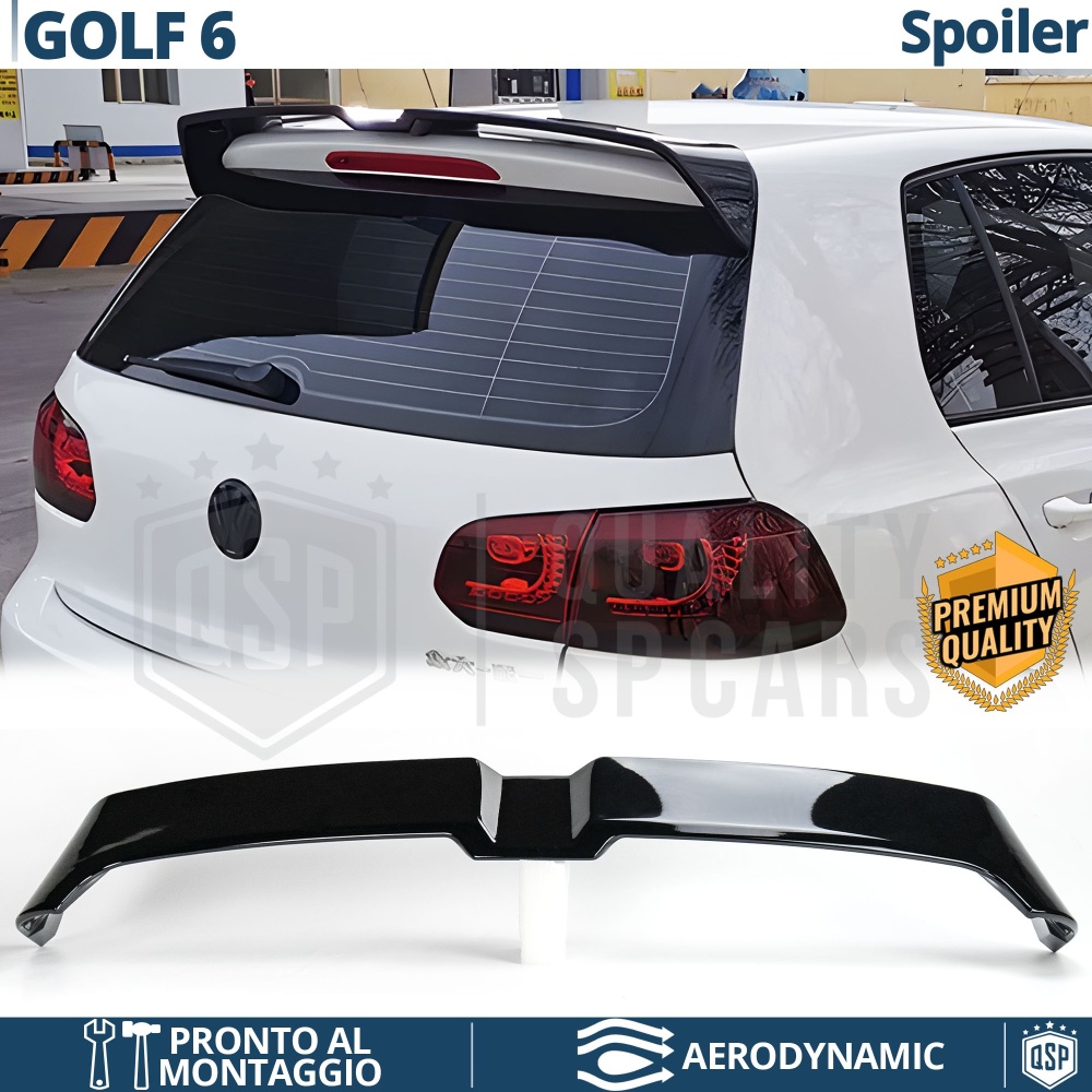ALERÓN Trasero para VOLKSWAGEN GOLF 6, Spoiler Maletero Aerodinámico NEGRO Brillante en ABS Tuning ALERÓN Trasero para VOLKSWAGEN GOLF 6, Spoiler Maletero Aerodinámico NEGRO Brillante en ABS Tuning