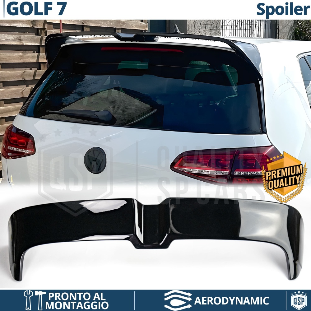 ALERÓN Trasero para VW GOLF 7 12-17, Spoiler Maletero Aerodinámico NEGRO Brillante en ABS Tuning