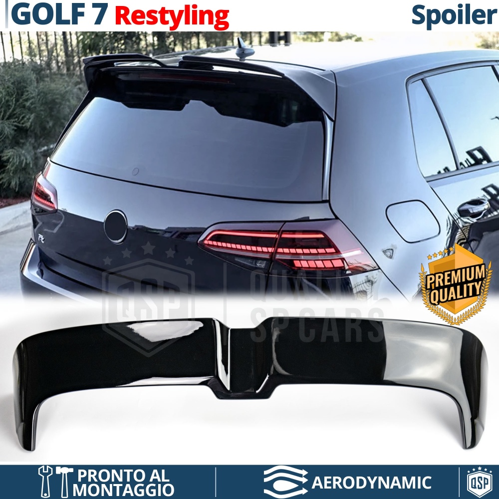 ALERÓN Trasero para VW GOLF 7 17-19, Spoiler Maletero Aerodinámico NEGRO Brillante en ABS Tuning