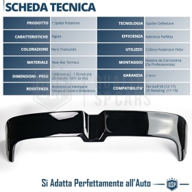 ALERÓN Trasero para VW GOLF 7 17-19, Spoiler Maletero Aerodinámico NEGRO Brillante en ABS Tuning