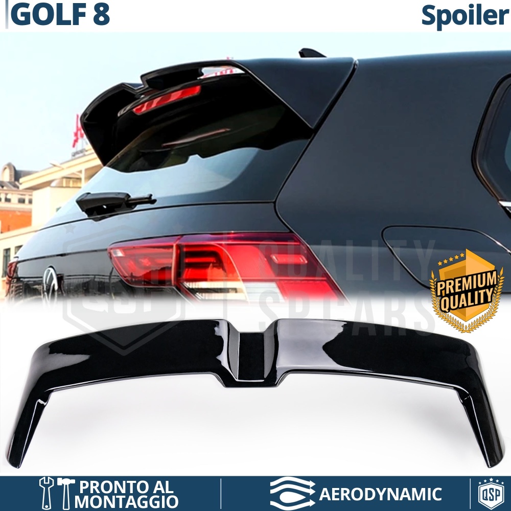 ALERÓN Trasero para VW GOLF 8, Spoiler Maletero Aerodinámico NEGRO Brillante en ABS Tuning ALERÓN Trasero para VW GOLF 8, Spoiler Maletero Aerodinámico NEGRO Brillante en ABS Tuning