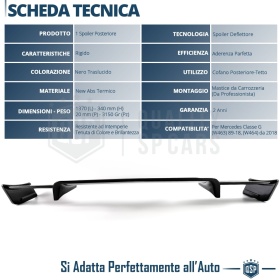 ALERÓN Trasero para MERCEDES CLASE G W463, Spoiler Maletero Aerodinámico NEGRO Brillante en ABS