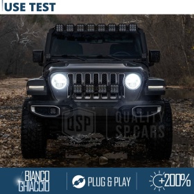 FAROS LED 7'' + Soportes para JEEP WRANGLER JL, APROBADO | Luz Blanca 6500K 12.000 Lumen