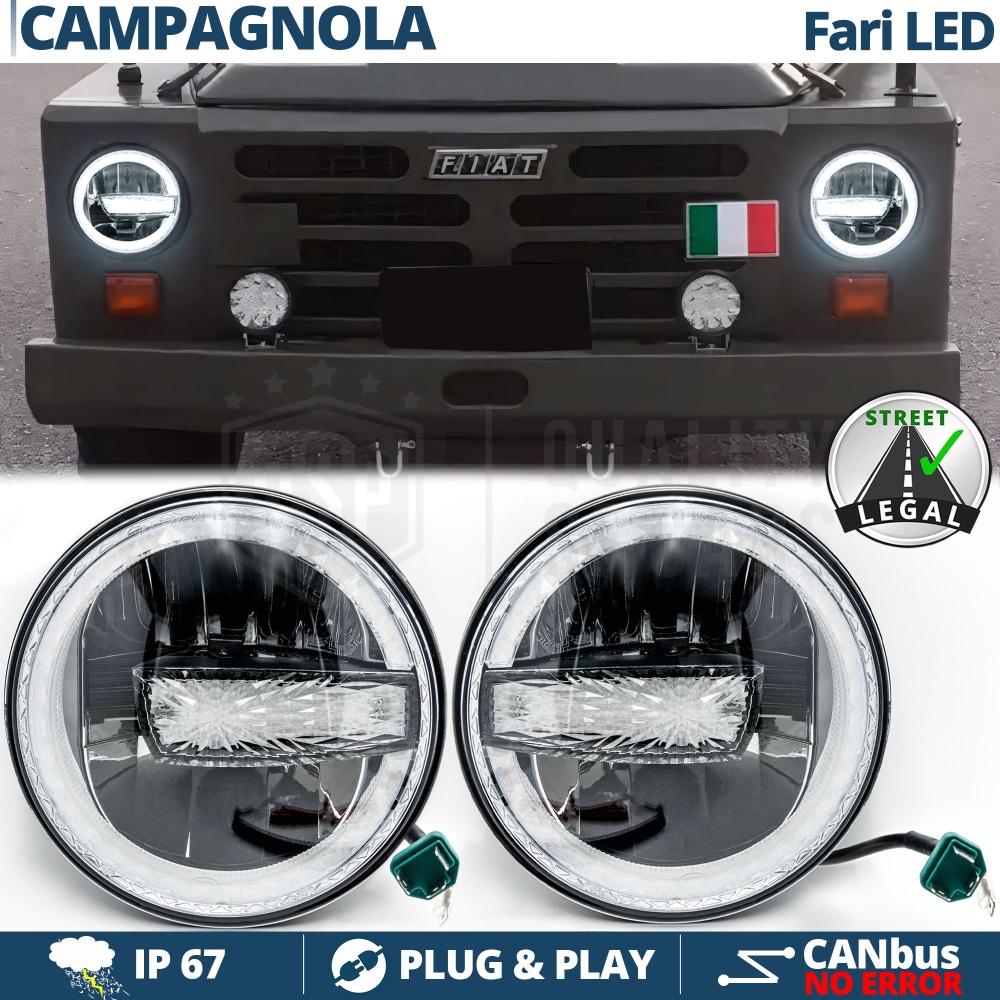 FAROS LED 7'' para FIAT CAMPAGNOLA, APROBADO | Luz Blanca 6500K 12.000 Lumen