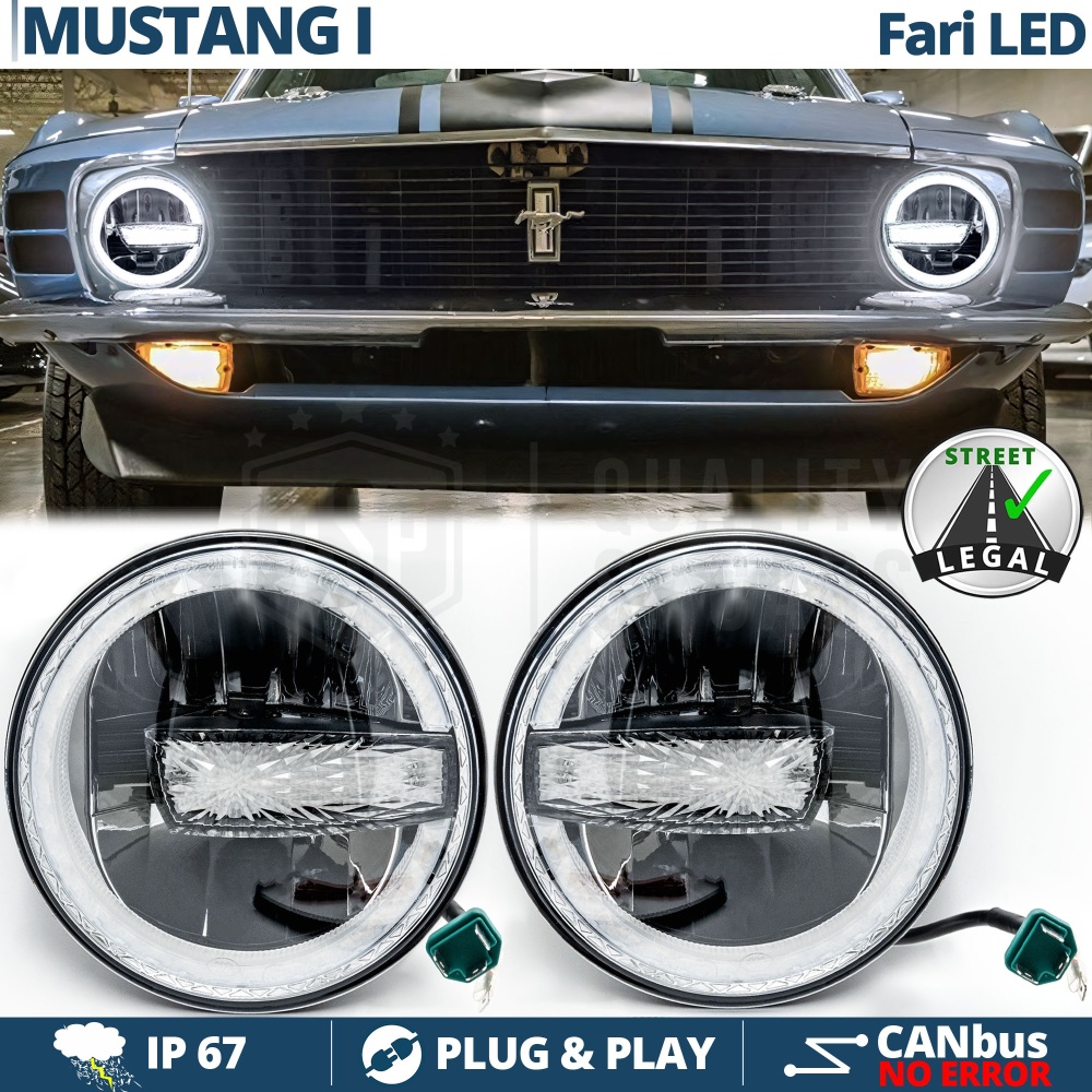 FAROS LED 7'' para FORD MUSTANG MK1, APROBADO | Luz Blanca 6500K 12.000 Lumen
