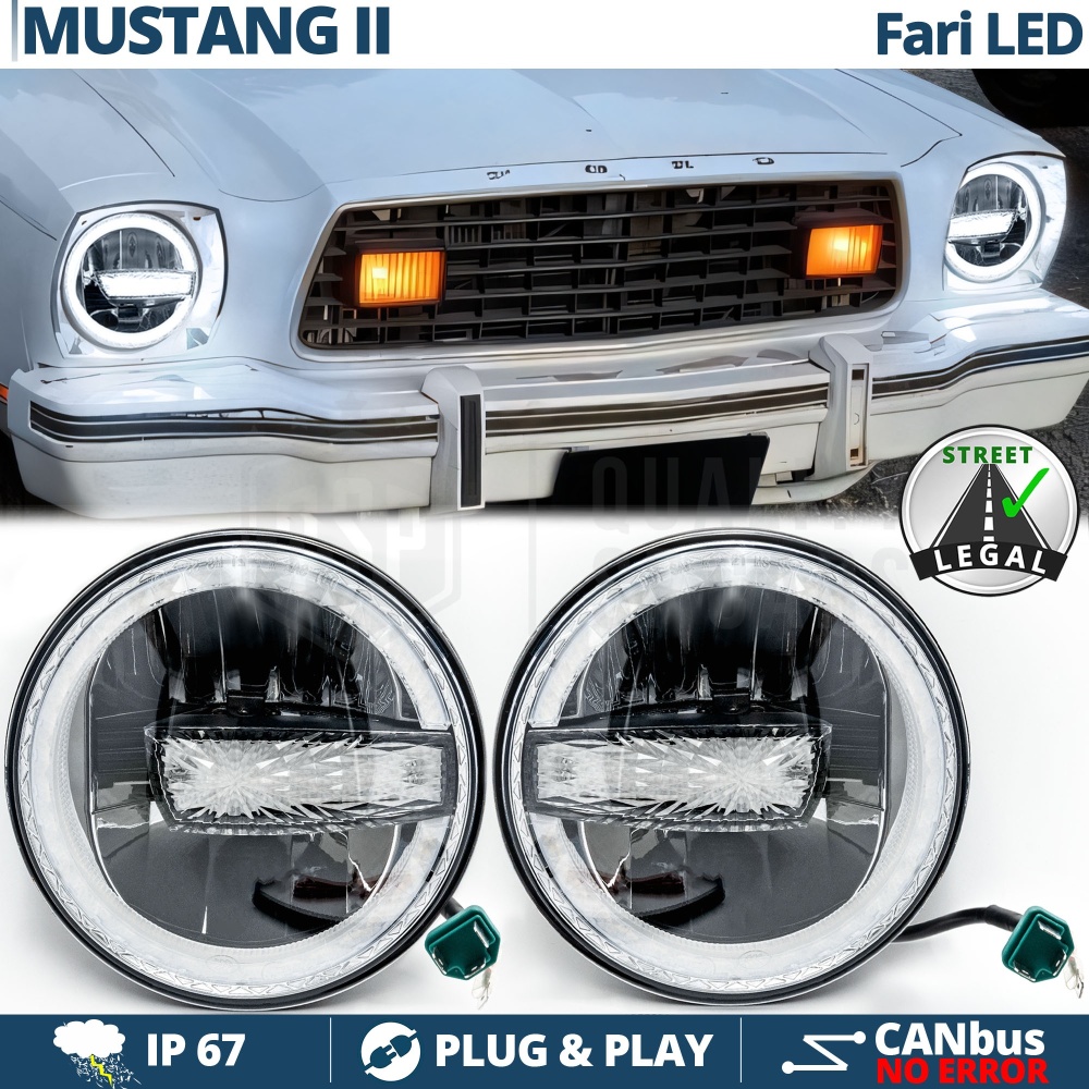 FAROS LED 7'' para FORD MUSTANG MK2, APROBADO | Luz Blanca 6500K 12.000 Lumen