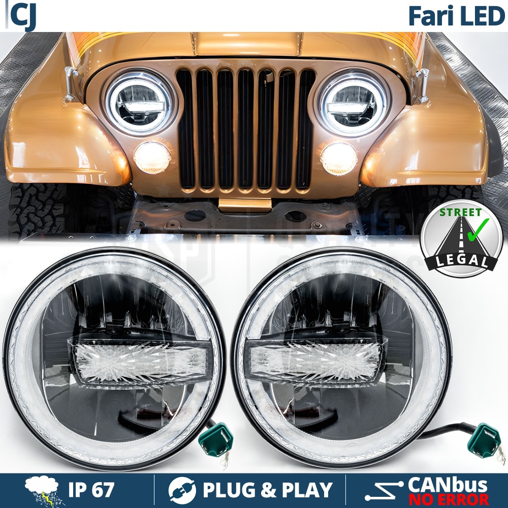 FAROS LED 7'' para JEEP CJ, APROBADO | Luz Blanca 6500K 12.000 Lumen