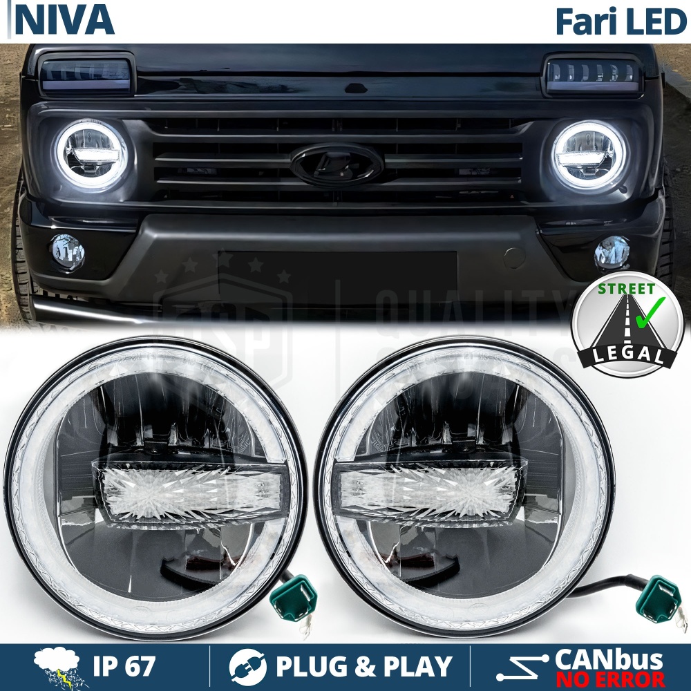 FAROS LED 7'' para LADA NIVA, APROBADO | Luz Blanca 6500K 12.000 Lumen