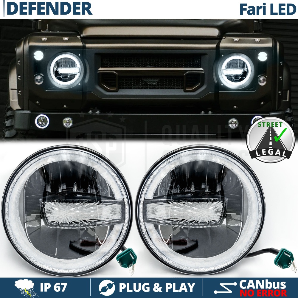 FAROS LED 7'' para LAND ROVER DEFENDER, APROBADO | Luz Blanca 6500K 12.000 Lumen