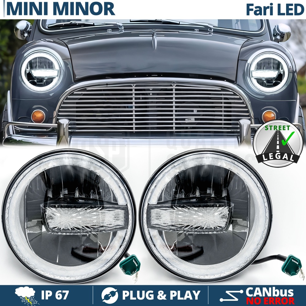 FAROS LED 7'' para MINI-MINOR CLASSIC, APROBADO | Luz Blanca 6500K 12.000 Lumen