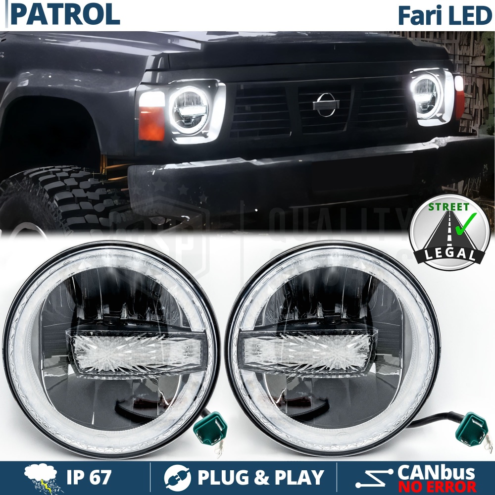 FAROS LED 7'' para NISSAN PATROL GR Y60, APROBADO | Luz Blanca 6500K 12.000 Lumen