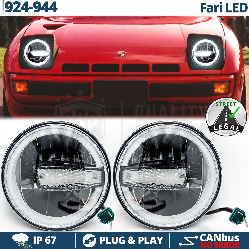 FAROS LED 7'' para PORSCHE 924-944, APROBADO | Luz Blanca 6500K 12.000 Lumen