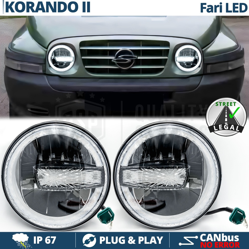 FAROS LED 7'' para SSANGYONG KORANDO 2, APROBADO | Luz Blanca 6500K 12.000 Lumen