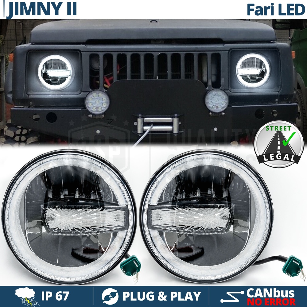 LED HEADLIGHTS 7'' for SUZUKI JIMNY 2, APPROVED | White Light 6500K 12.000 Lumen