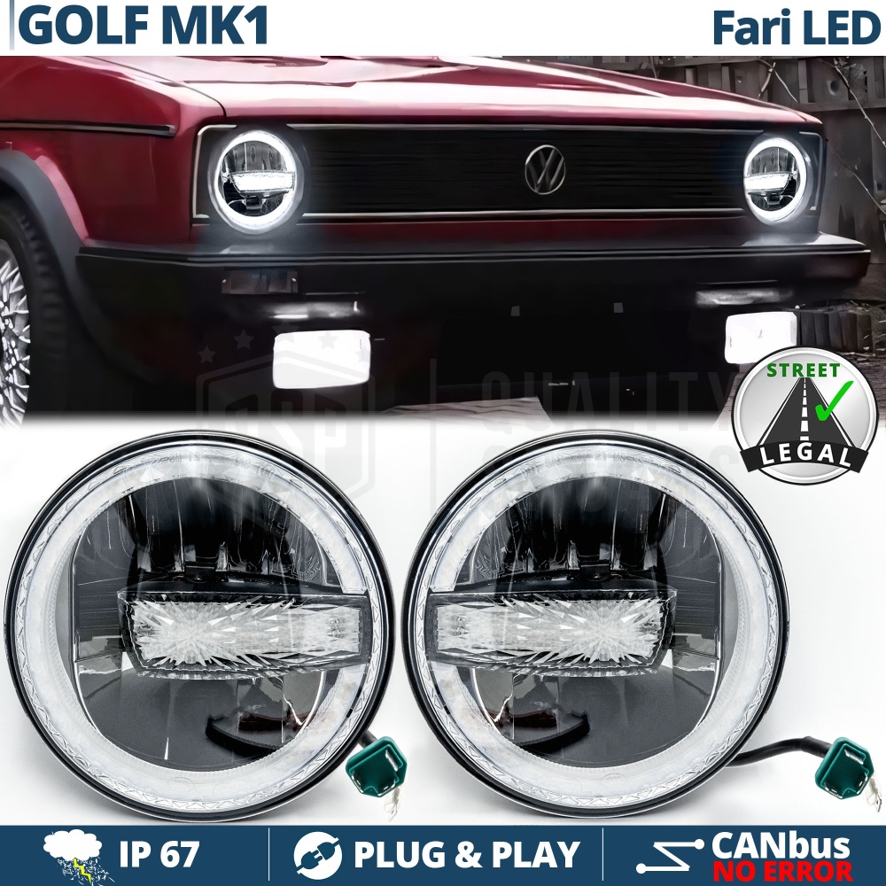 FAROS LED 7'' para VOLKSWAGEN GOLF MK1, APROBADO | Luz Blanca 6500K 12.000 Lumen