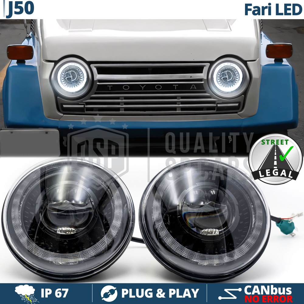 LED SCHEINWERFER für LAND CRUISER J50, Weißes Licht 6500K Sequentiell RING | ZUGELASSEN