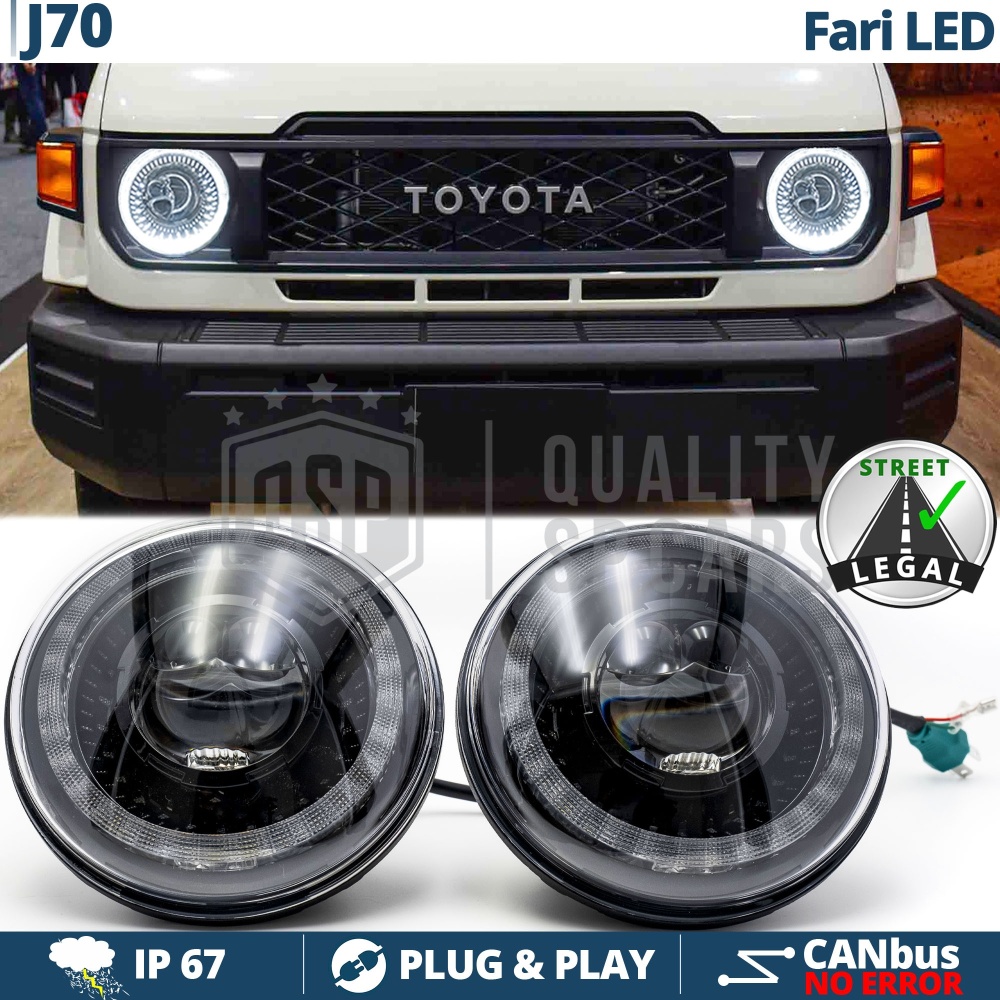 FAROS LED para LAND CRUISER J70, Luz Blanca 6500K ANILLO Secuencial | APROBADO