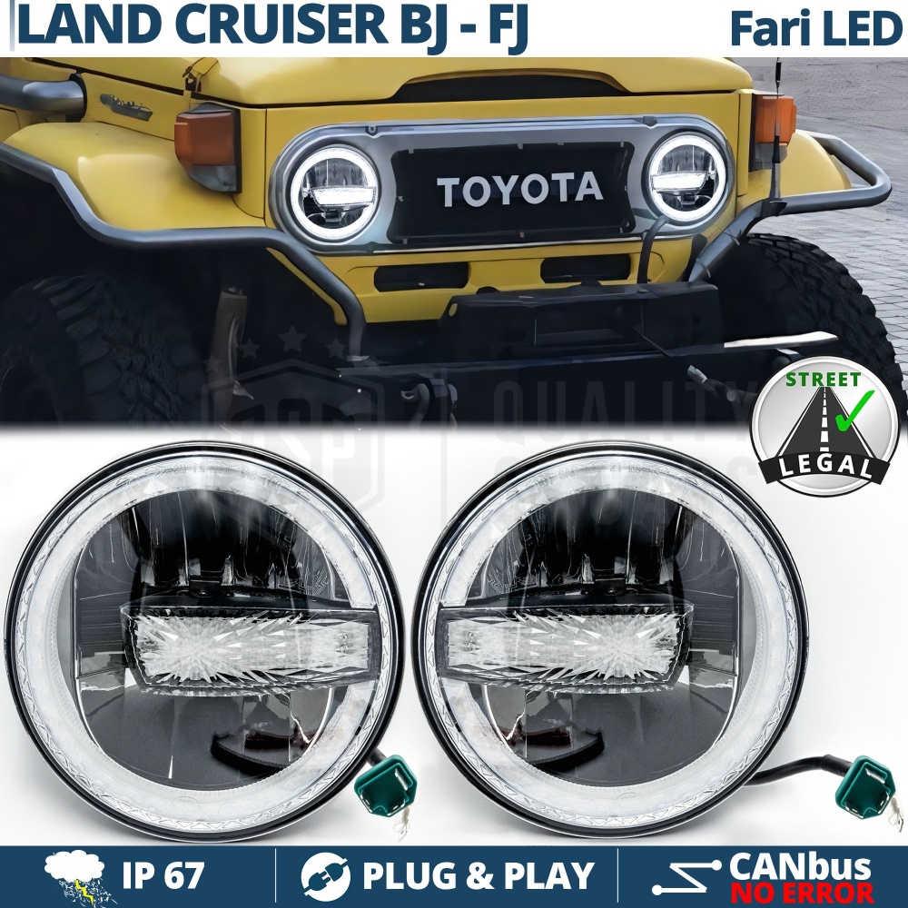 LED HEADLIGHTS 7'' for LAND CRUISER BJ, FJ, APPROVED | White Light 6500K 12.000 Lumen