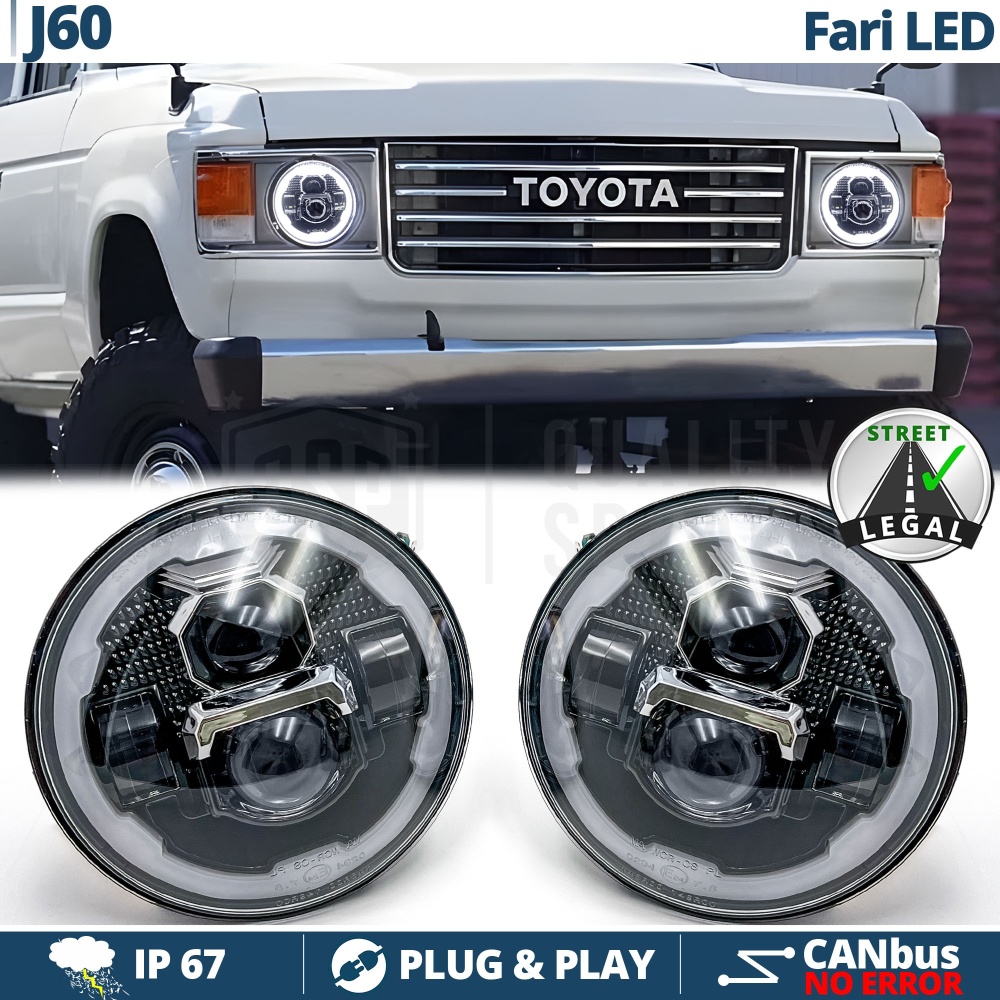 FAROS LED para LAND CRUISER J60, Luz Blanca 6500K Angel Eyes | APROBADO