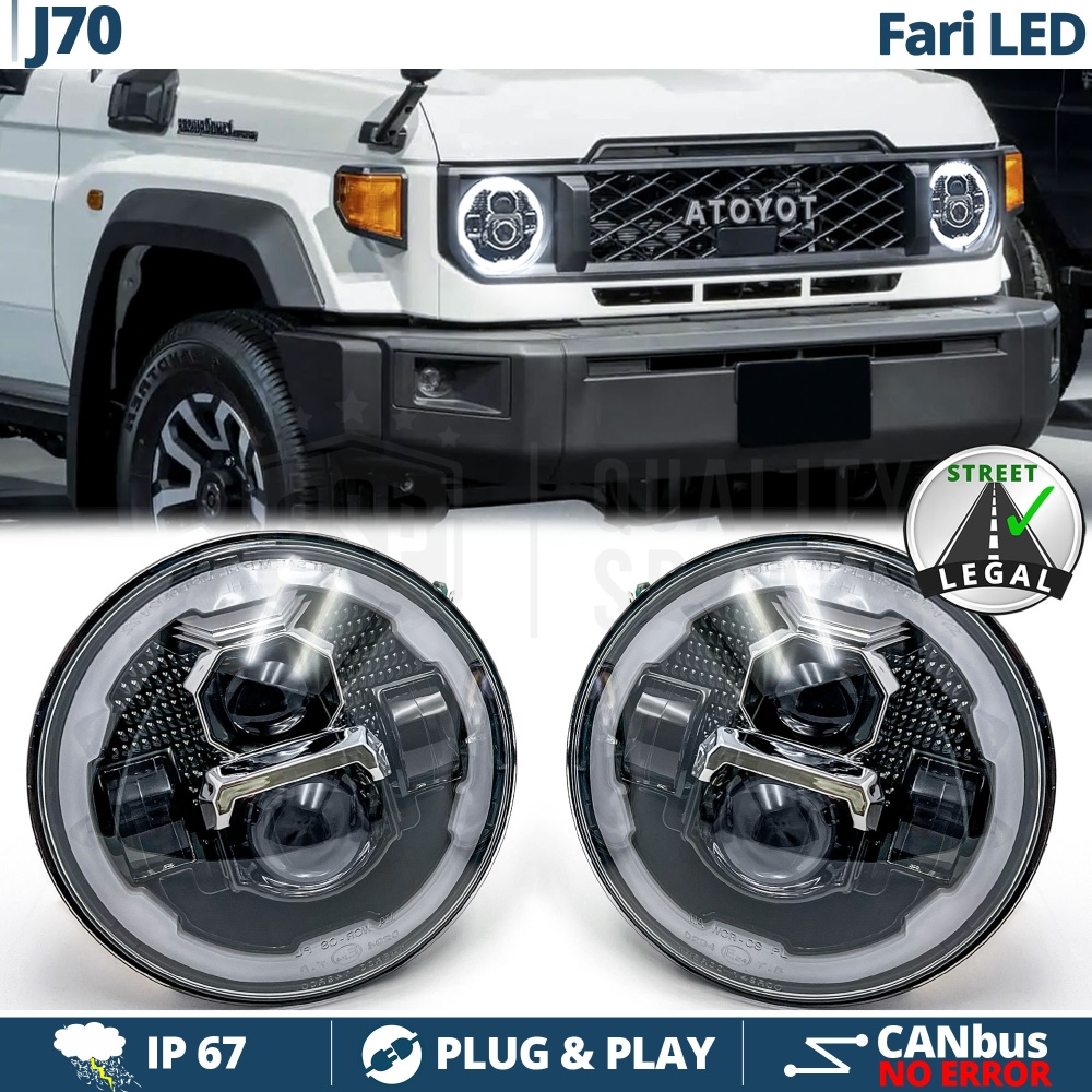 FAROS LED para LAND CRUISER J70, Luz Blanca 6500K Angel Eyes | APROBADO