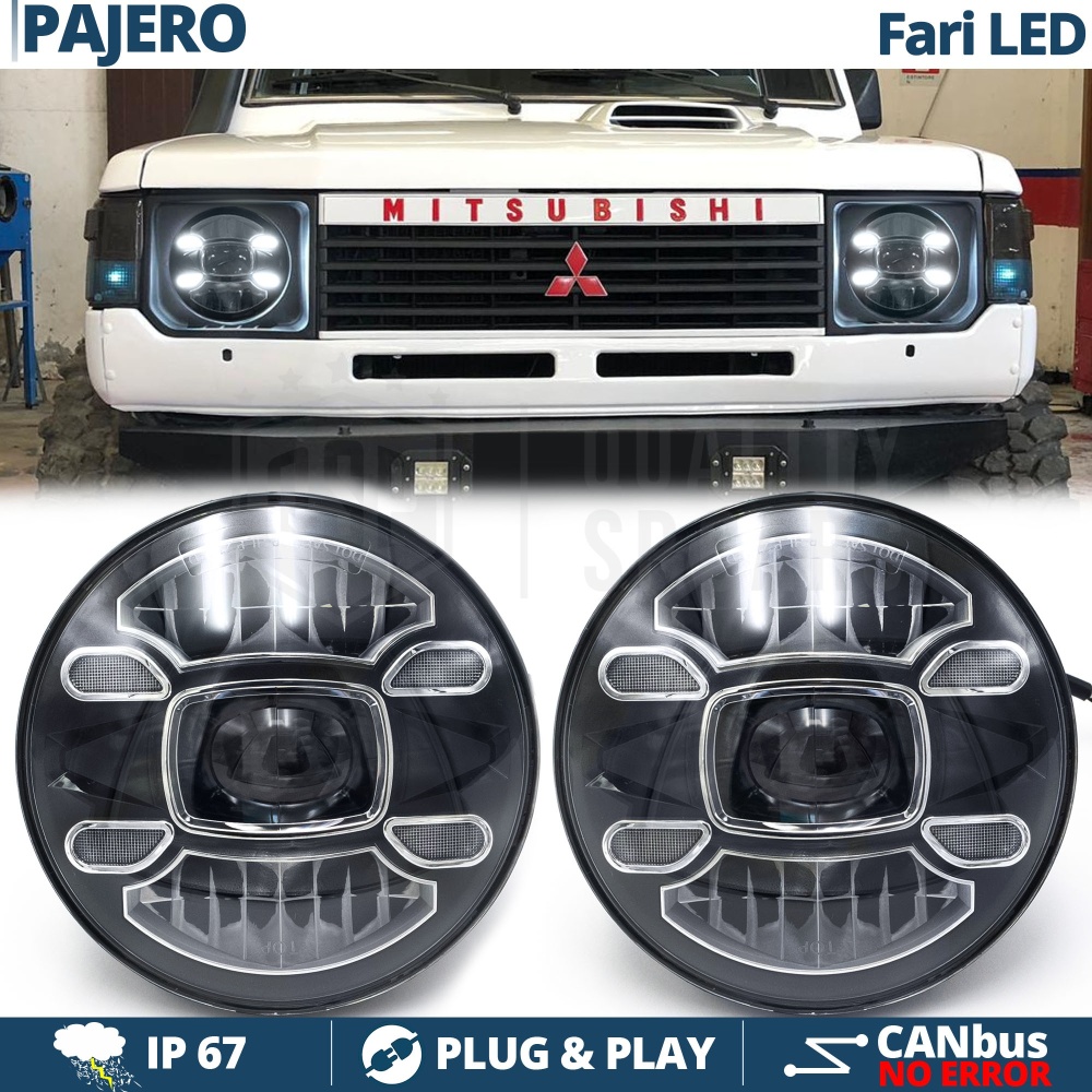 2 Faros Delanteros LED 7" para MITSUBISHI PAJERO MK1 6500K | Luces de Cruce + Carretera + Posición 2 Faros Delanteros LED 7" para MITSUBISHI PAJERO MK1 6500K | Luces de Cruce + Carretera + Posición