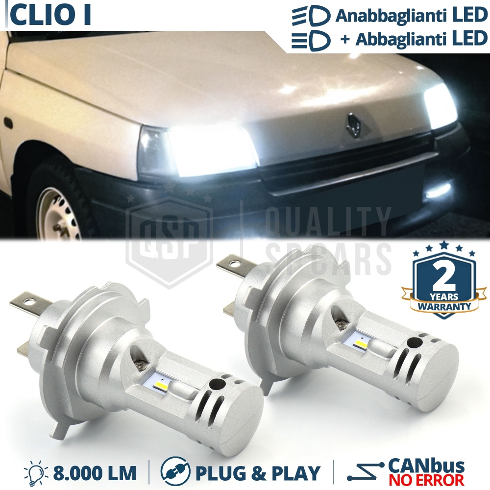 Kit Led H4 para RENAULT CLIO 1 Luces de Cruce + Carretera 6500K 8000LM | Plug & Play CANbus Kit Led H4 para RENAULT CLIO 1 Luces de Cruce + Carretera 6500K 8000LM | Plug & Play CANbus
