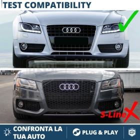 Rejilla Luz de Niebla para AUDI A5 8T (07-11) | Parilla Nido de Abeja, Negro Brillante Tuning
