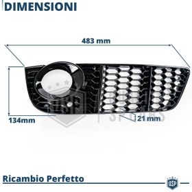 Rejilla Luz de Niebla para AUDI A5 8T (07-11) | Parilla Nido de Abeja, Negro Brillante Tuning