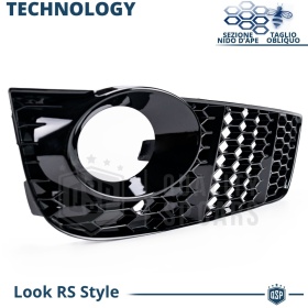 Rejilla Luz de Niebla para AUDI A5 8T (07-11) | Parilla Nido de Abeja, Negro Brillante Tuning