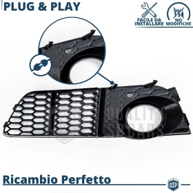 Rejilla Luz de Niebla para AUDI A5 8T (07-11) | Parilla Nido de Abeja, Negro Brillante Tuning
