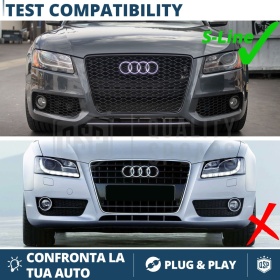 Rejilla Luz de Niebla para AUDI A5 S-Line, S5 (8T) 07-11 | Parilla Nido de Abeja, Negro Brillante Tuning