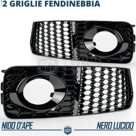 Rejilla Luz de Niebla para AUDI A5 S-Line, S5 (8T) 07-11 | Parilla Nido de Abeja, Negro Brillante Tuning