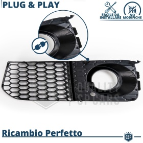 Rejilla Luz de Niebla para AUDI A5 S-Line, S5 (8T) 07-11 | Parilla Nido de Abeja, Negro Brillante Tuning