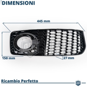 Rejilla Luz de Niebla para AUDI A5 S-Line, S5 (8T) 07-11 | Parilla Nido de Abeja, Negro Brillante Tuning