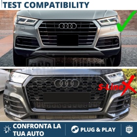 Rejilla Luz de Niebla para AUDI Q5 FY (16-20) | Parilla Nido de Abeja, Negro Brillante Tuning