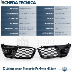 Rejilla Luz de Niebla para AUDI Q5 FY (16-20) | Parilla Nido de Abeja, Negro Brillante Tuning