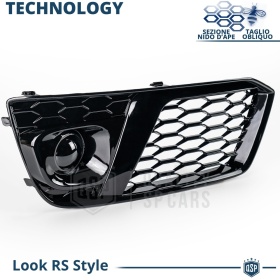 Rejilla Luz de Niebla para AUDI Q5 FY (16-20) | Parilla Nido de Abeja, Negro Brillante Tuning
