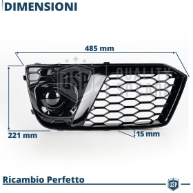 Rejilla Luz de Niebla para AUDI Q5 FY (16-20) | Parilla Nido de Abeja, Negro Brillante Tuning