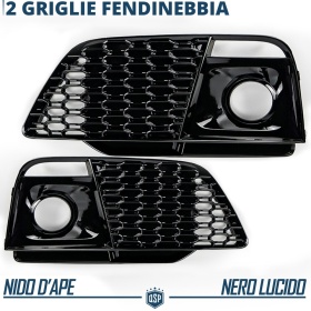 Rejilla Luz de Niebla para AUDI Q5 FY S-Line (16-20) | Parilla Nido de Abeja, Negro Brillante Tuning