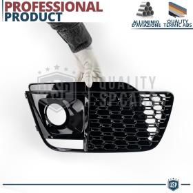 Rejilla Luz de Niebla para AUDI Q5 FY S-Line (16-20) | Parilla Nido de Abeja, Negro Brillante Tuning