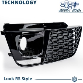 Rejilla Luz de Niebla para AUDI Q5 FY S-Line (16-20) | Parilla Nido de Abeja, Negro Brillante Tuning